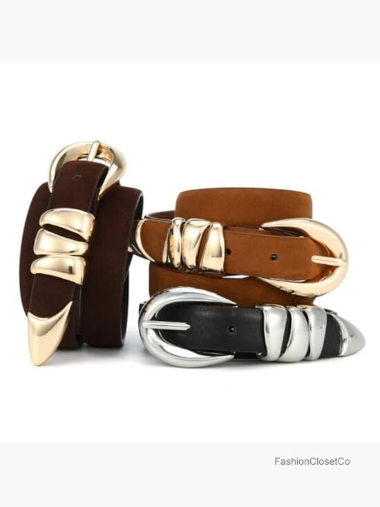 Faux Leather Skinny Belt with Gold Buckle for Jeans Dresses main image 4